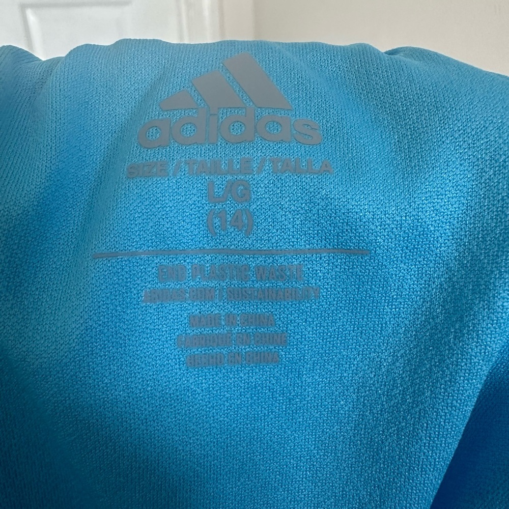 Girls Adidas Blue Ombré lined shorts, Size Lg (14). Excellent condition. - Picture 2 of 3